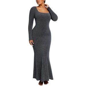 NWT SHAPELLX Gleaming Long Sleeve Maxi Mermaid Shaping‎ Contour Dress Size XL